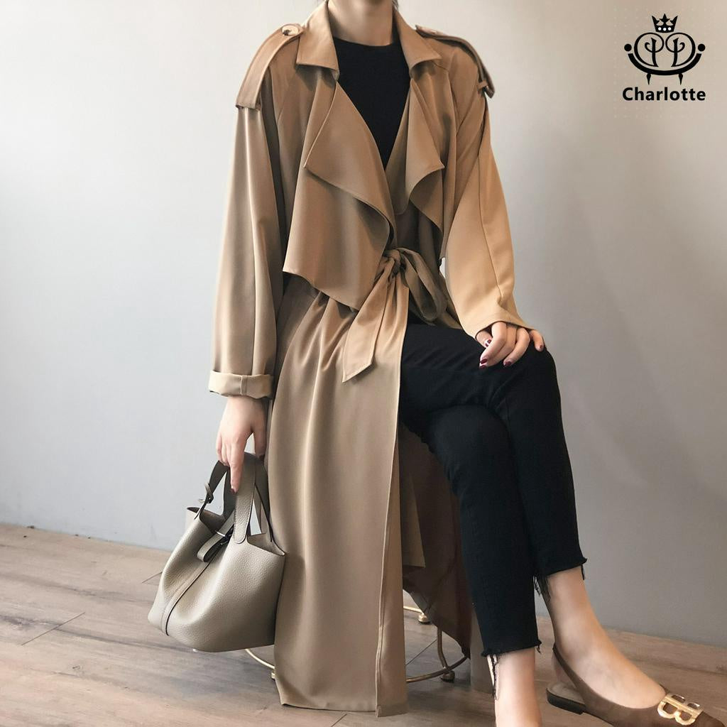 French long version trench coat, retro British style trench coat, women's trench coat [CHCO14]