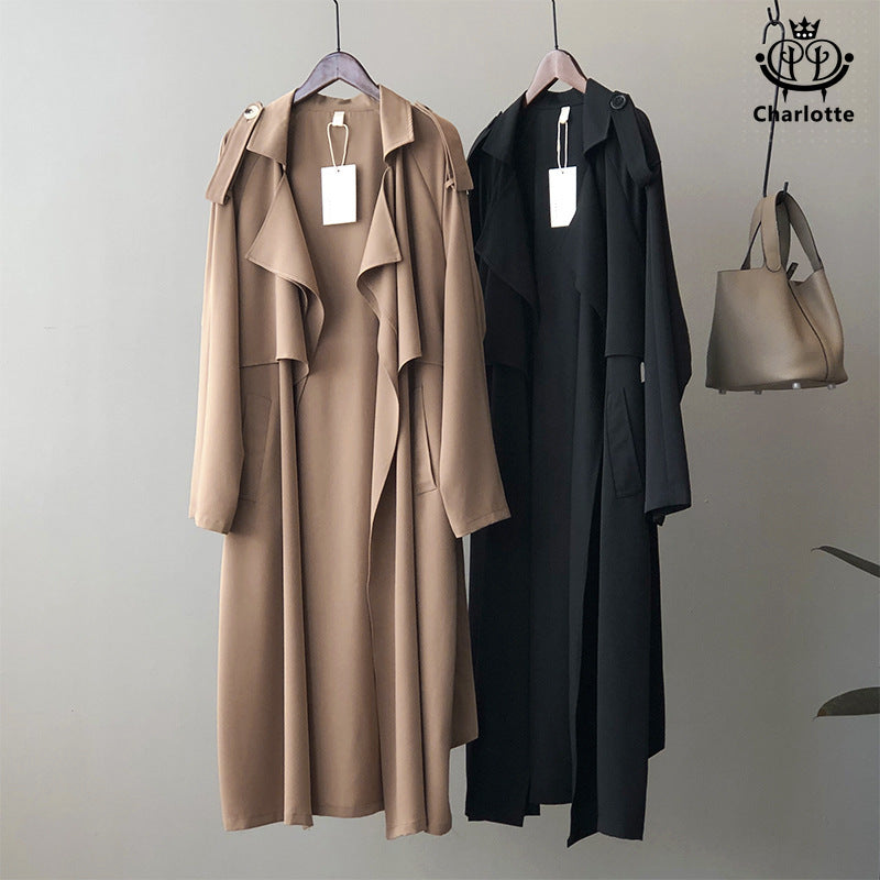 French long version trench coat, retro British style trench coat, women's trench coat [CHCO14]