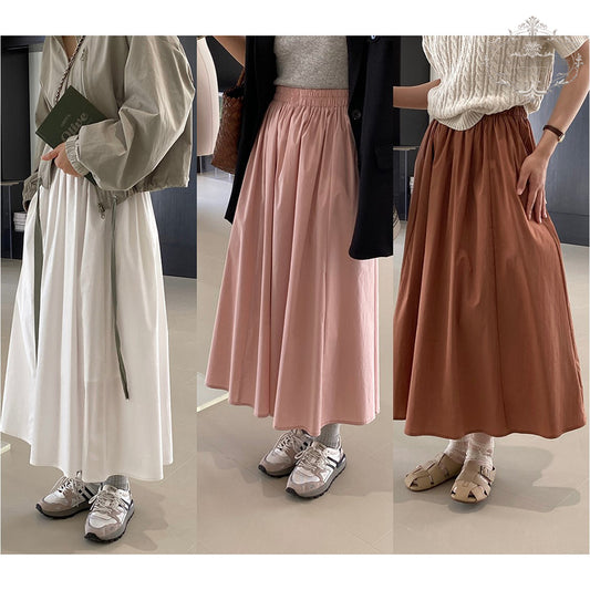 Japanese crotch-covering washed cotton skirt, I like Linjia girl’s A-line skirt [CHSK135]