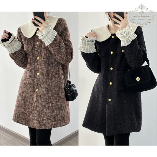 Winter high-end contrasting color doll collar jacket with down warm lining [CHCO80]