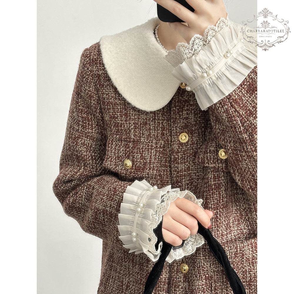 Winter high-end contrasting color doll collar jacket with down warm lining [CHCO80]