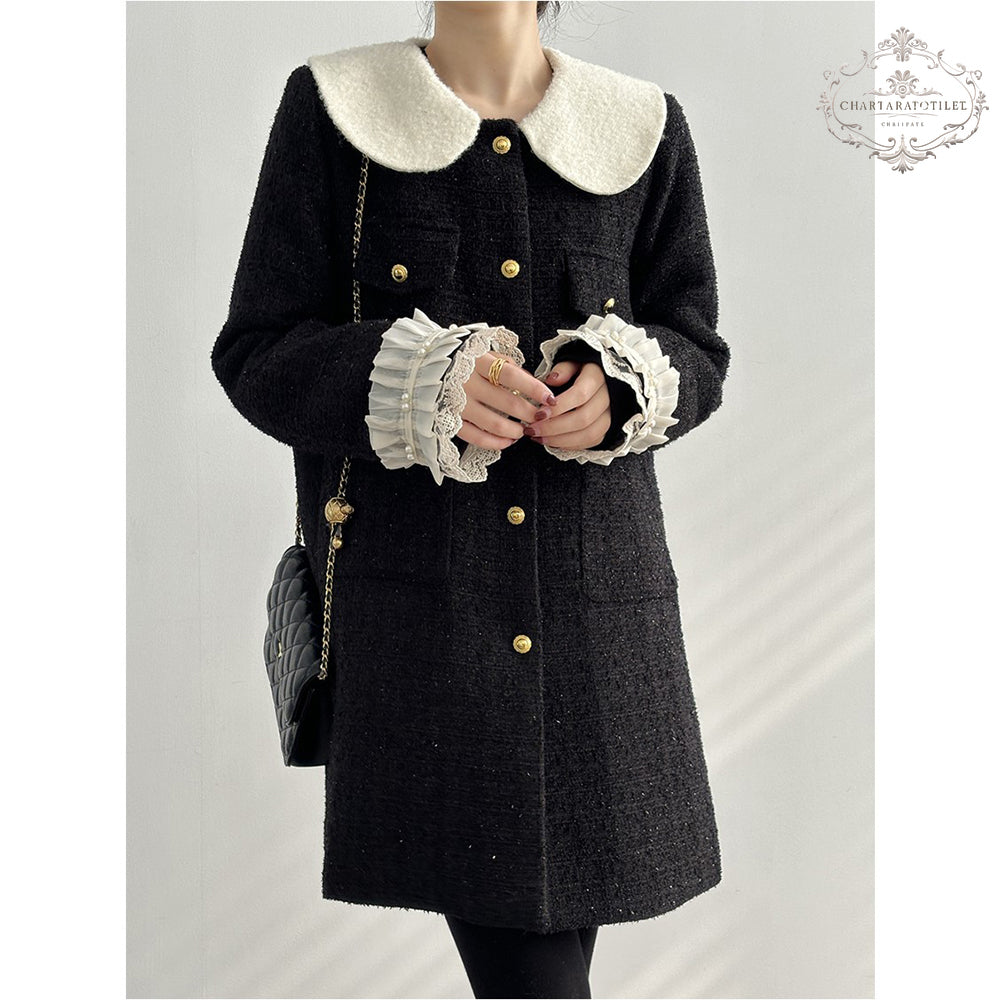 Winter high-end contrasting color doll collar jacket with down warm lining [CHCO80]