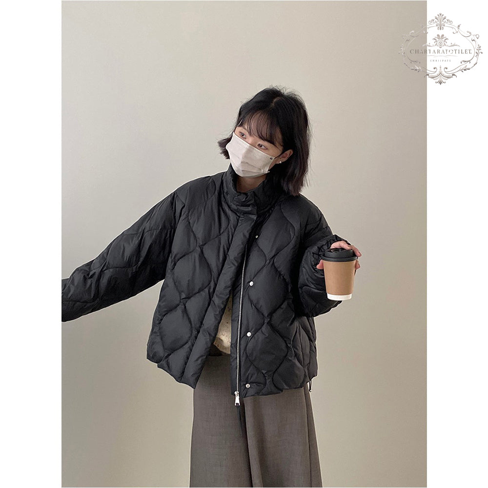 [Go see the snow] 80% White Duck Down Jacket Stand Collar Thickened Solid Color Short Down Jacket