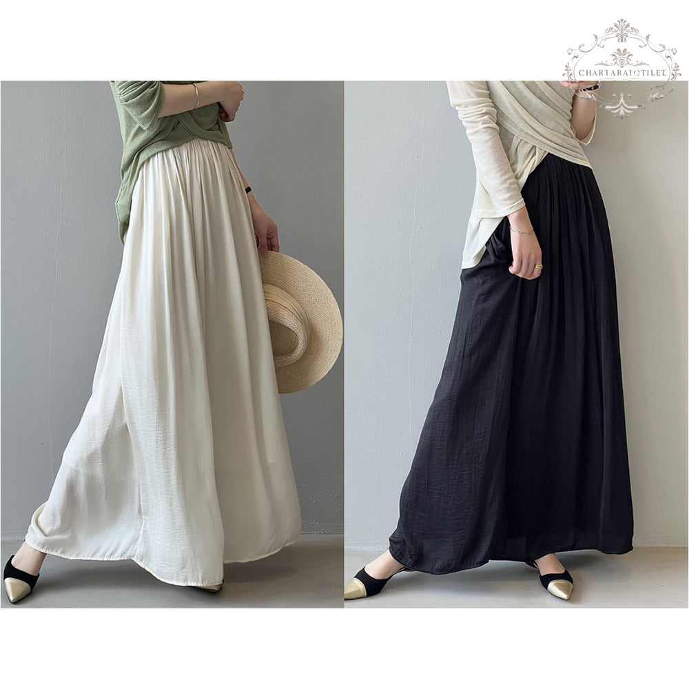 French airflow satin drape skirt high waist slim umbrella skirt [CHSK141]