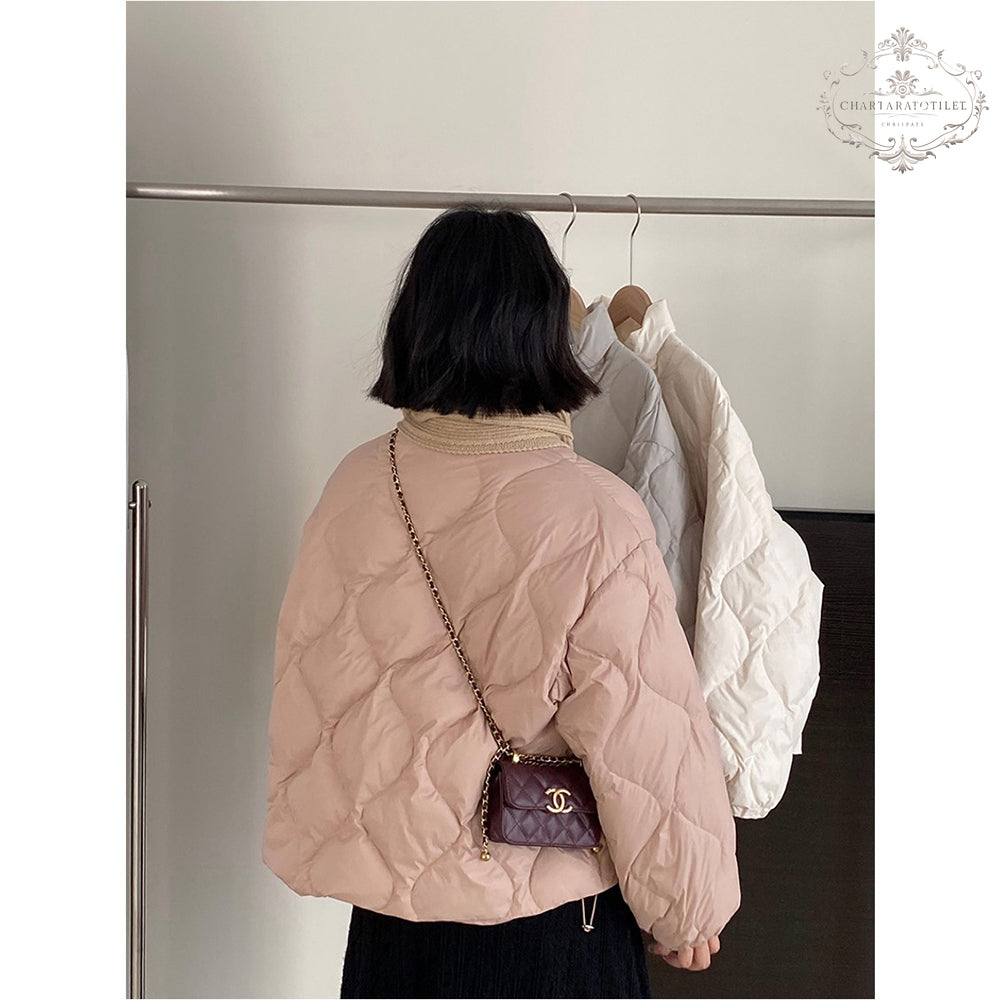 [Go see the snow] 80% White Duck Down Jacket Stand Collar Thickened Solid Color Short Down Jacket