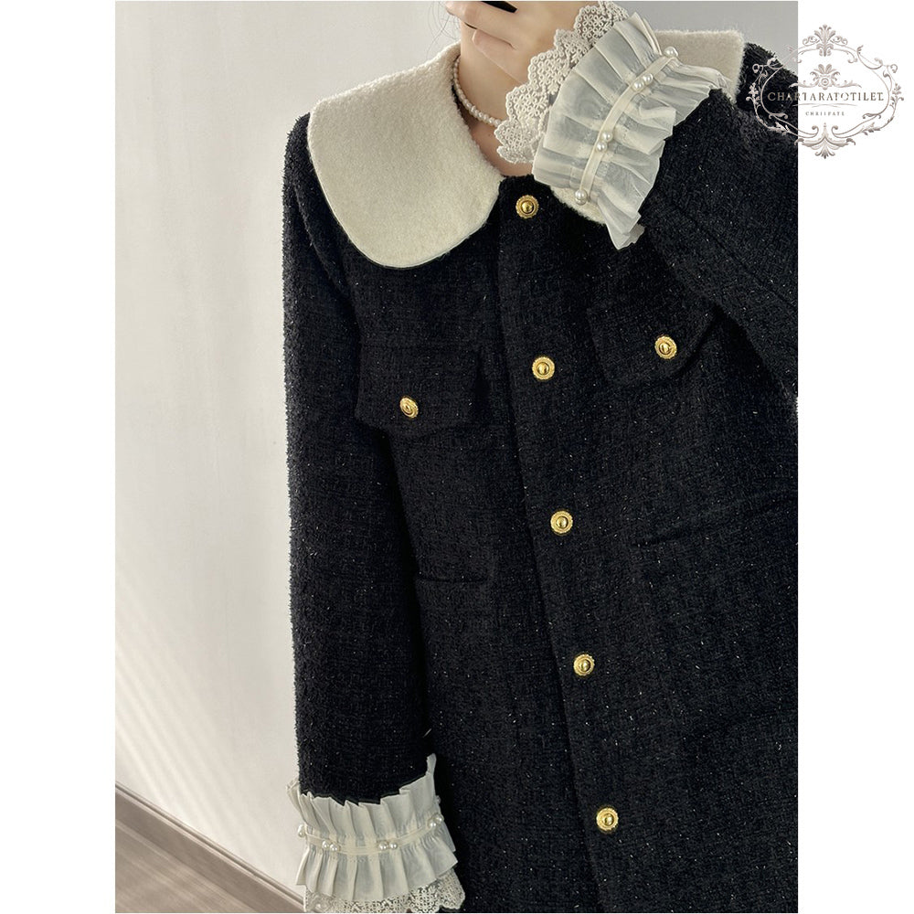 Winter high-end contrasting color doll collar jacket with down warm lining [CHCO80]