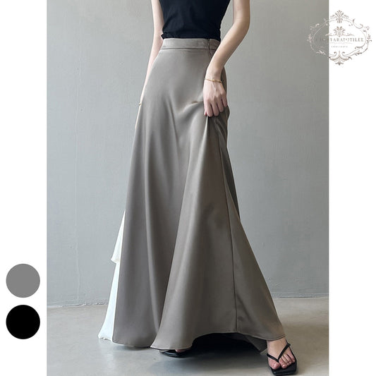 French retro satin skirt, elegant high waisted hip fishtail long skirt [CHSK143]