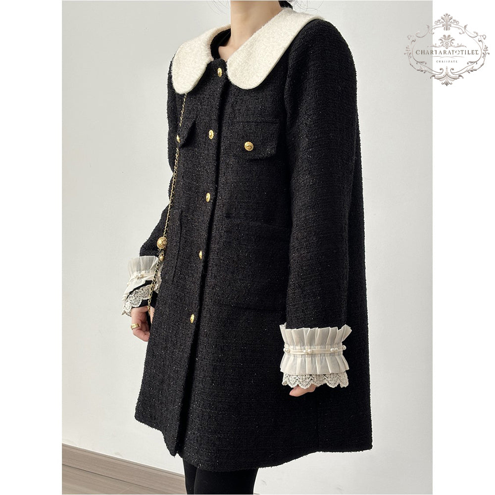 Winter high-end contrasting color doll collar jacket with down warm lining [CHCO80]