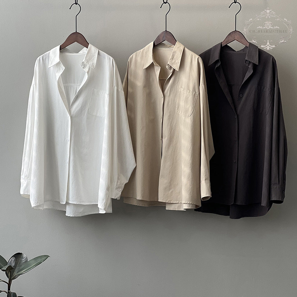 Yamamoto style girls wear pure cotton long-sleeved outer shirts, lazy style outer casual shirts [CHSH114]