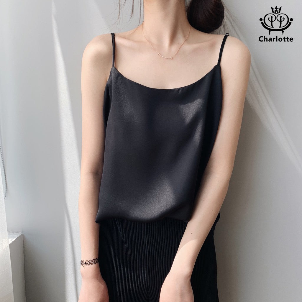 Fast shipping 🙌Texture satin spaghetti straps camisole vest camisole camisole spaghetti straps vest [CHVE1]