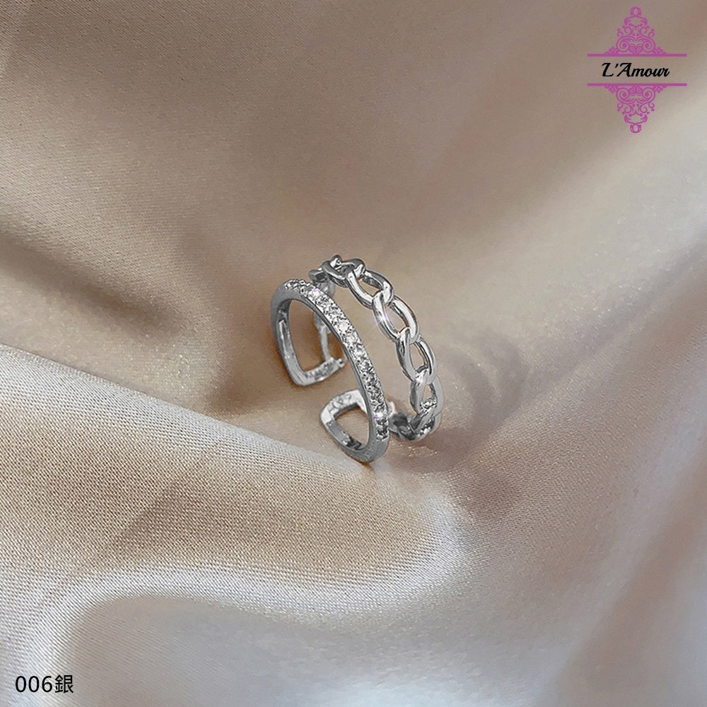 Pearl diamond ring Japanese and Korean trendy design simple diamond open ring [PG125]