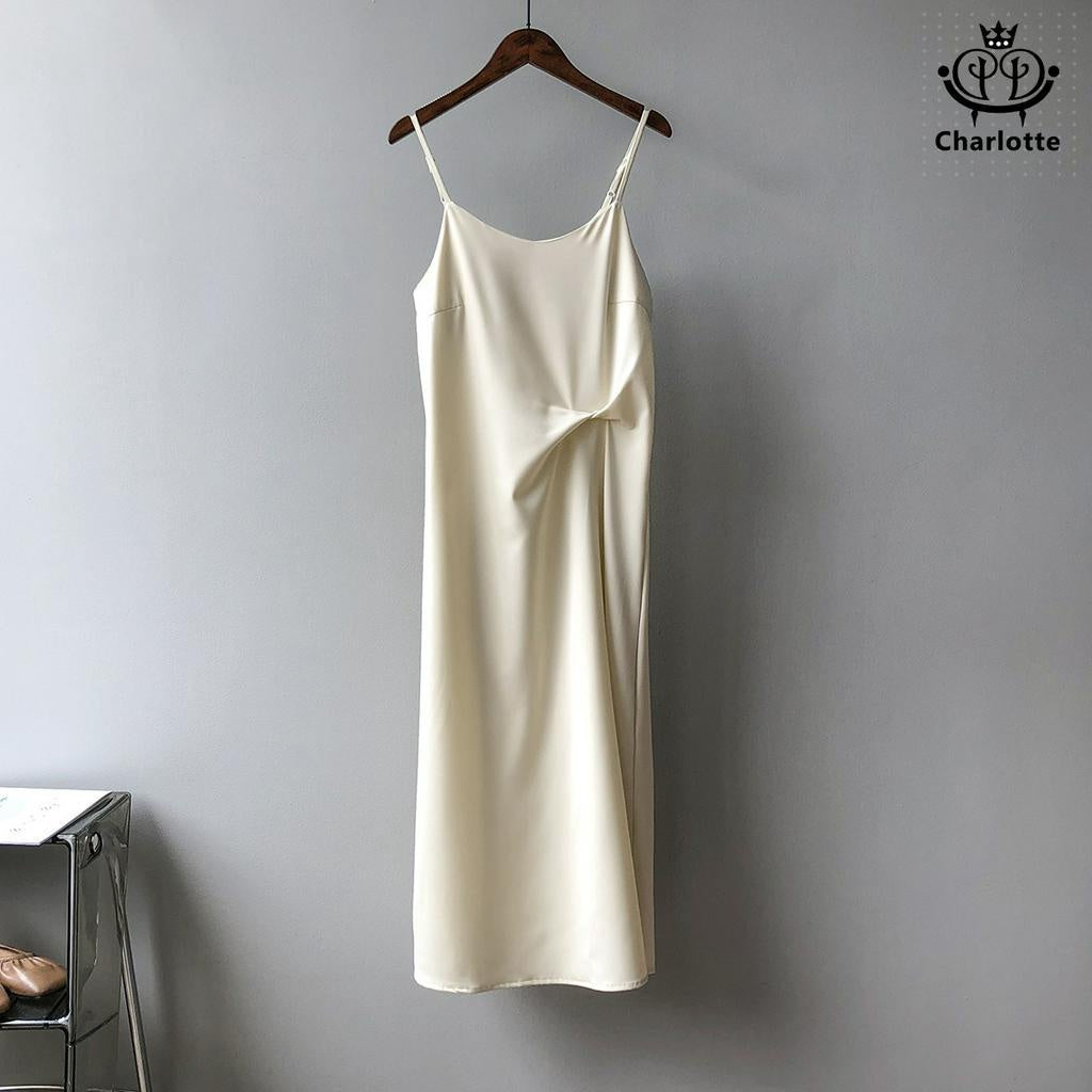 French style spaghetti strap cool dress spaghetti strap dress suspender A-line skirt [CHSK22]