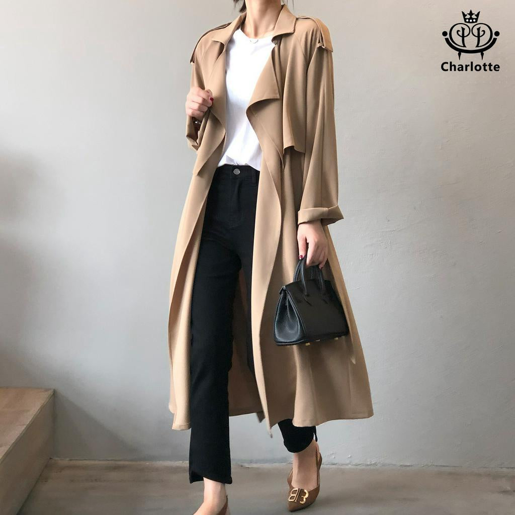 French long version trench coat, retro British style trench coat, women's trench coat [CHCO14]