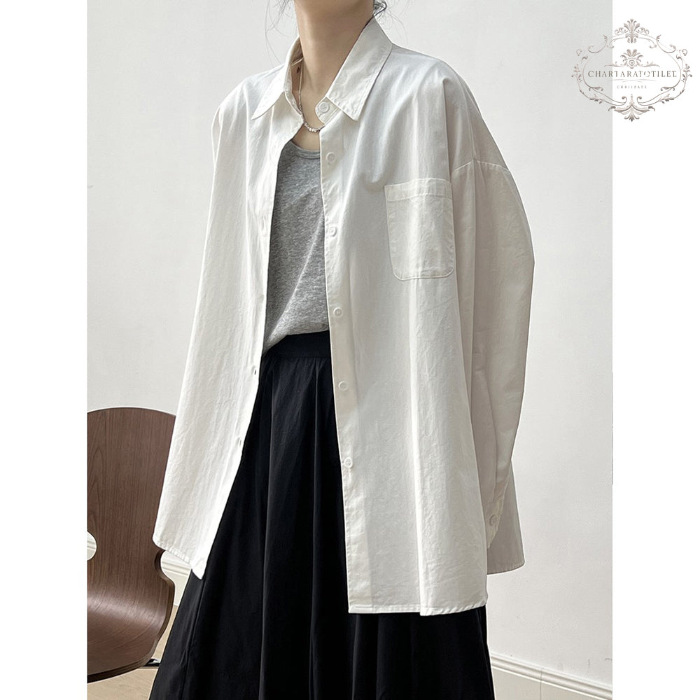 Yamamoto style girls wear pure cotton long-sleeved outer shirts, lazy style outer casual shirts [CHSH114]