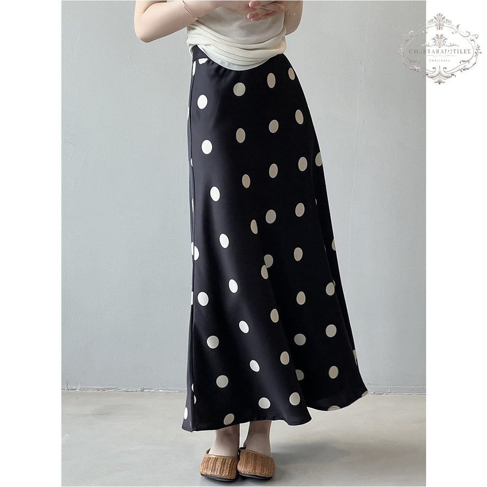 French polka dot temperament polka dot satin skirt with high waist and hip fishtail skirt [CHSK146]