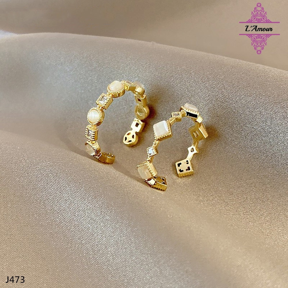 Ring Set Ins Internet Celebrity Cold Style Design Pearl Ring Fashion Geometric Ring [PG124]