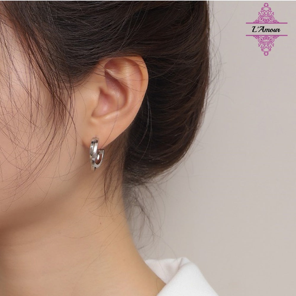 Simple C-shaped cross earrings, neat and personalized earrings, 925 silver needles [PG112]