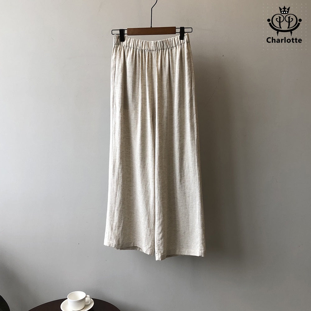 Japanese linen wide-leg pants high-waisted linen wide-leg pants [CHTR23]