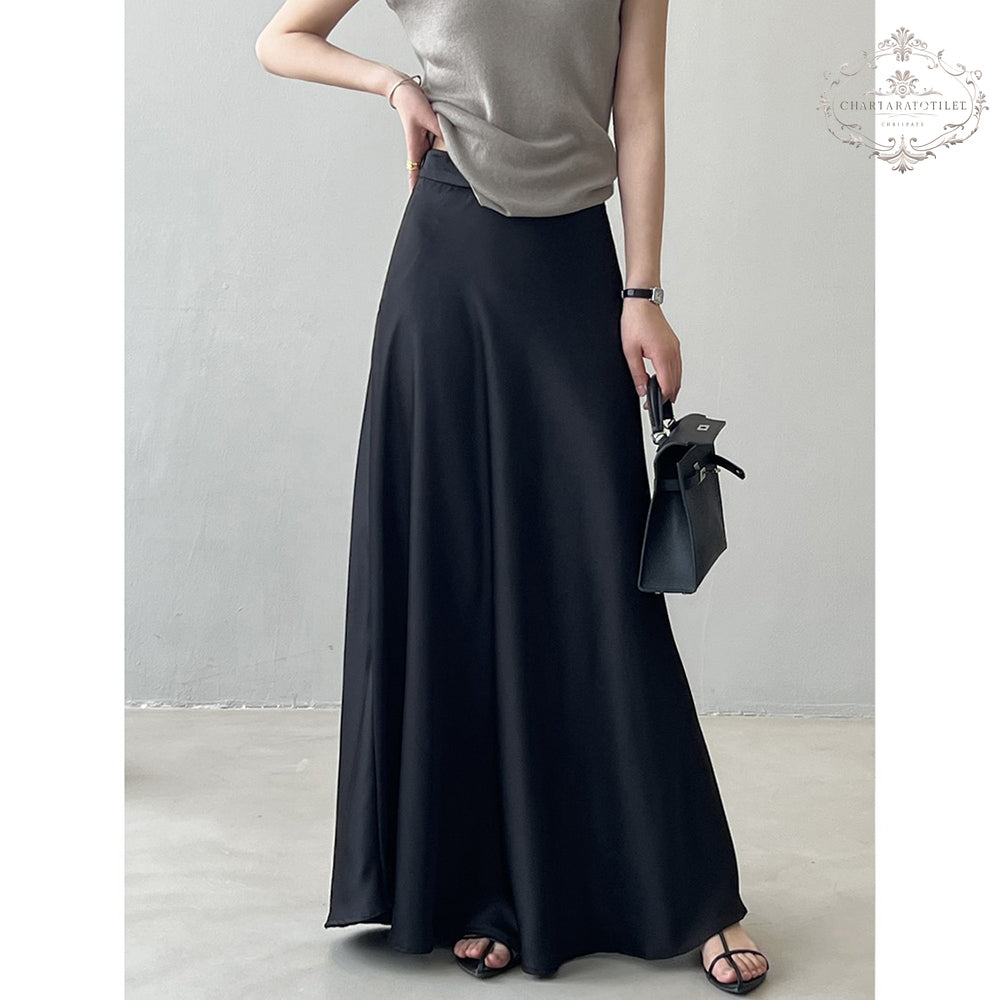 French retro satin skirt, elegant high waisted hip fishtail long skirt [CHSK143]