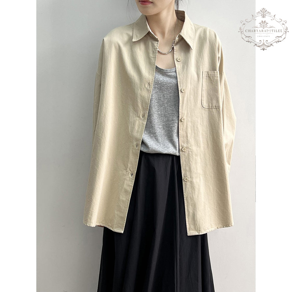 Yamamoto style girls wear pure cotton long-sleeved outer shirts, lazy style outer casual shirts [CHSH114]