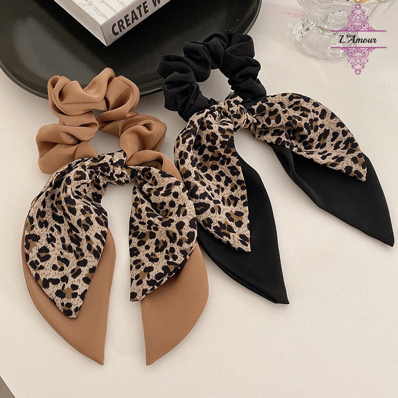 Temperament Leopard Print Streamer Ponytail Hair Tie Leopard Print Hair Tie Bow Hair Accessory [PG121]