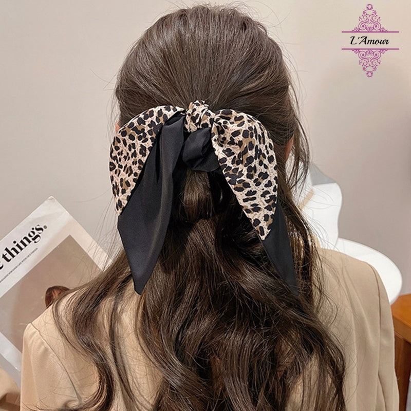 Temperament Leopard Print Streamer Ponytail Hair Tie Leopard Print Hair Tie Bow Hair Accessory [PG121]