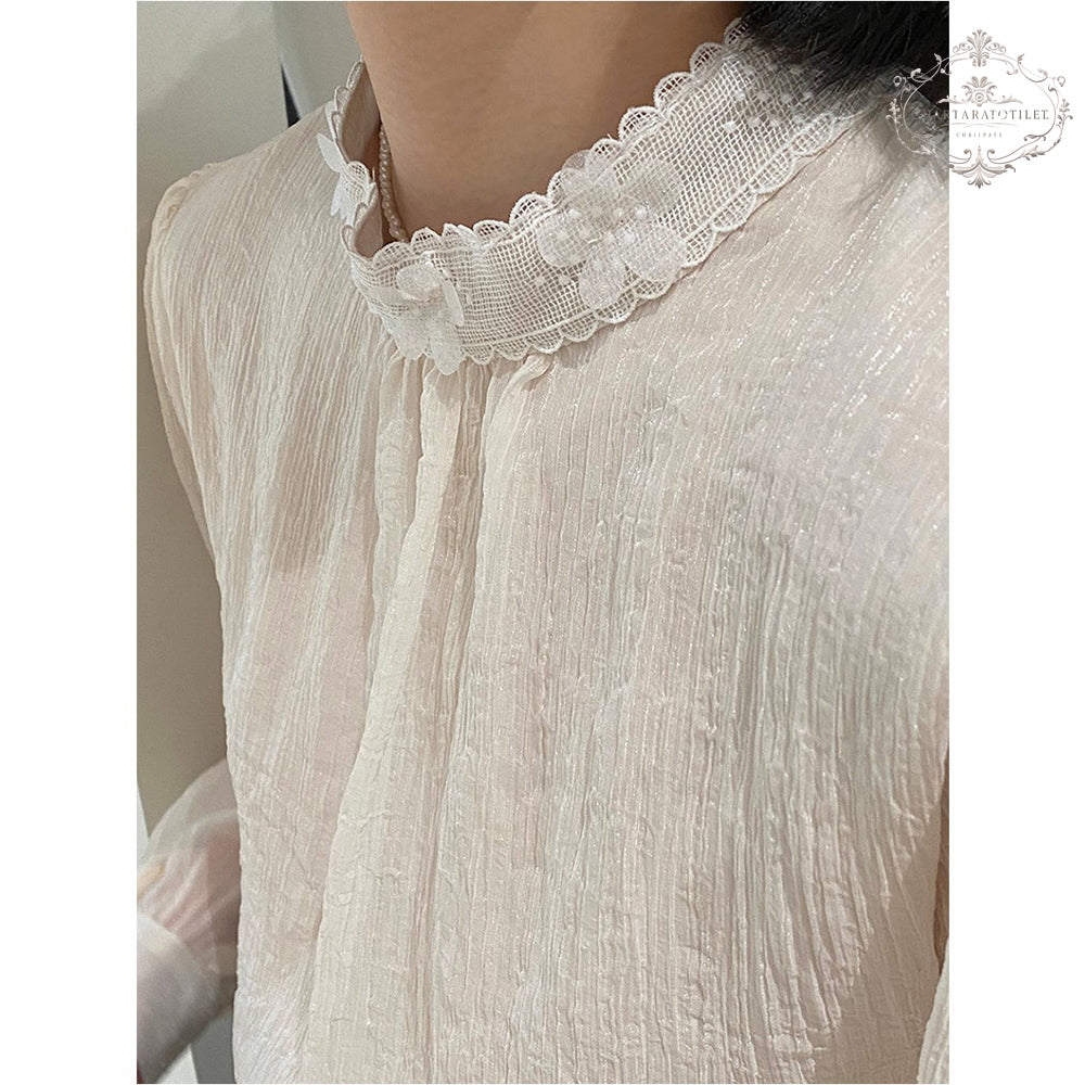 Super fairy three-dimensional flower Tencel yarn top for women [CHSH116]