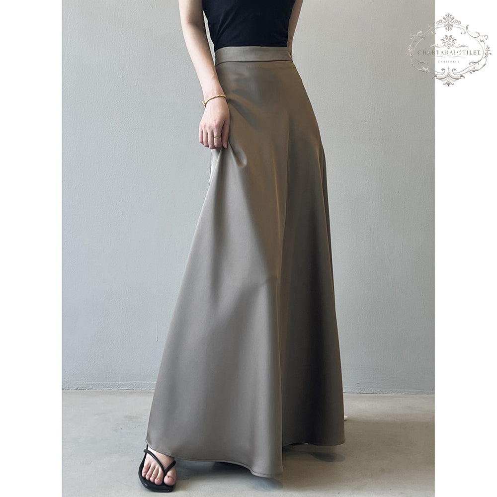 French retro satin skirt, elegant high waisted hip fishtail long skirt [CHSK143]