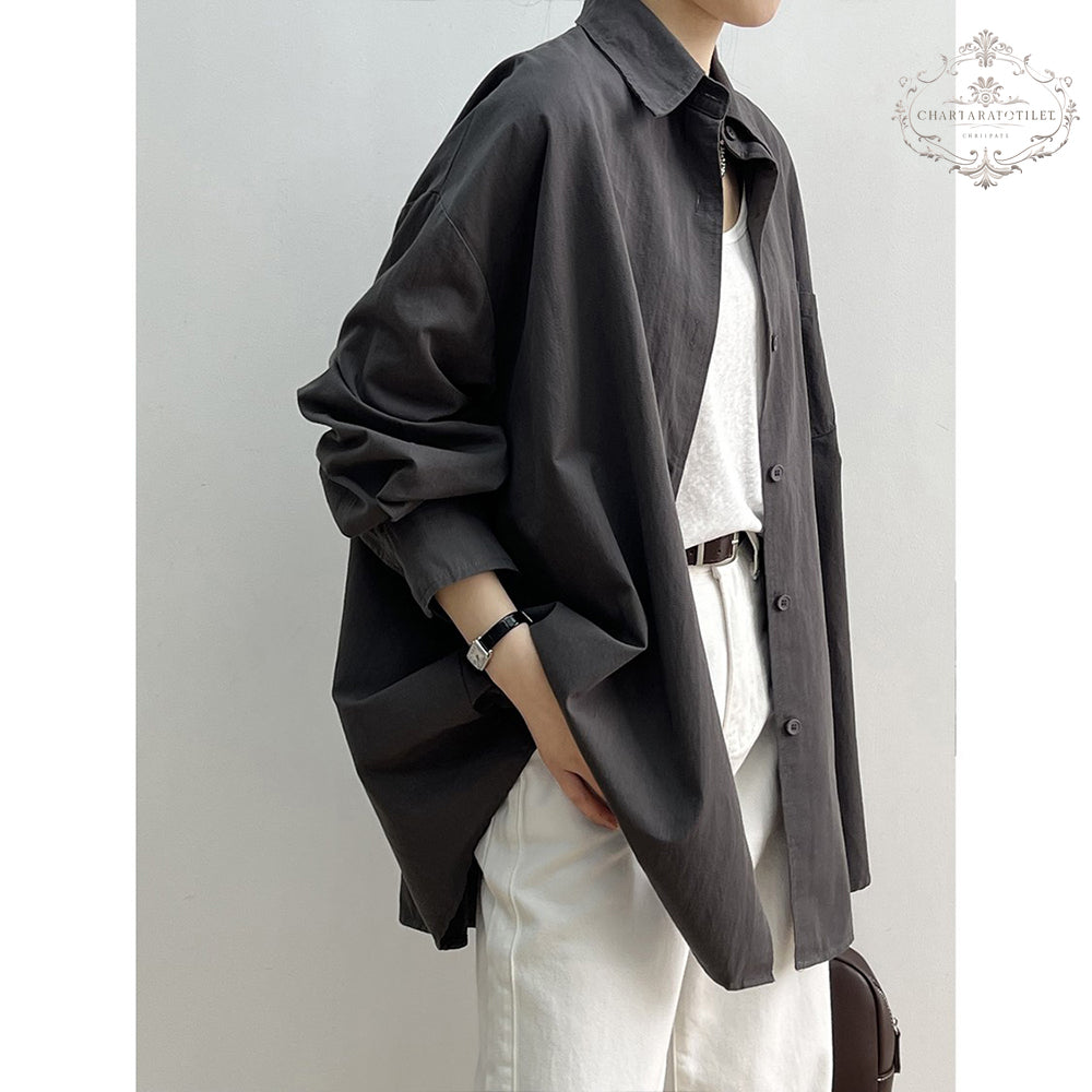 Yamamoto style girls wear pure cotton long-sleeved outer shirts, lazy style outer casual shirts [CHSH114]