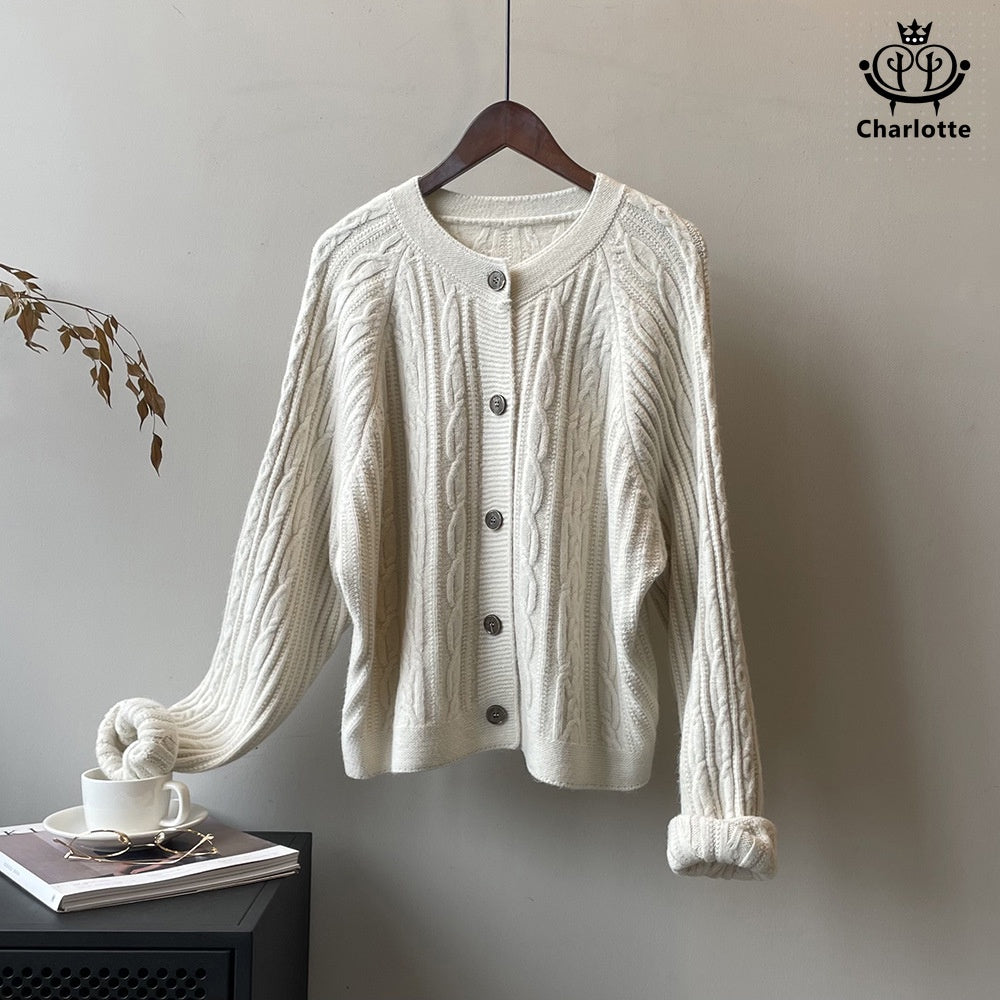 Elegant round neck knitted twist sweater knitted sweater [CHSW50]