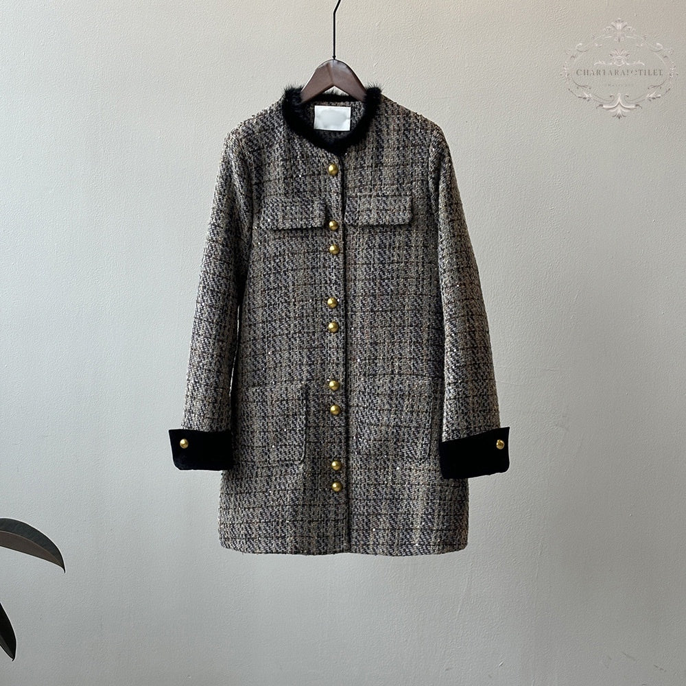 White duck down French style jacket, high-end single-breasted mid-length jacket [CHCO79]