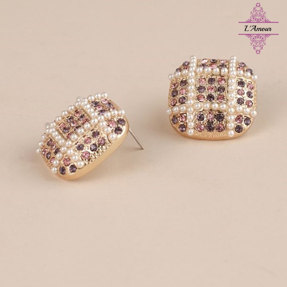 French retro romantic earrings S925 silver needle small fragrant style diamond pearl earrings [PG113]