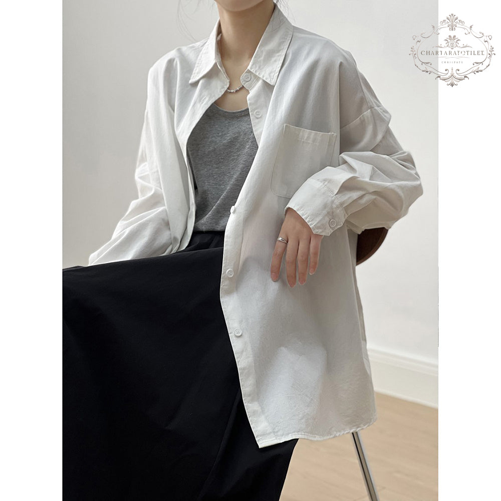 Yamamoto style girls wear pure cotton long-sleeved outer shirts, lazy style outer casual shirts [CHSH114]