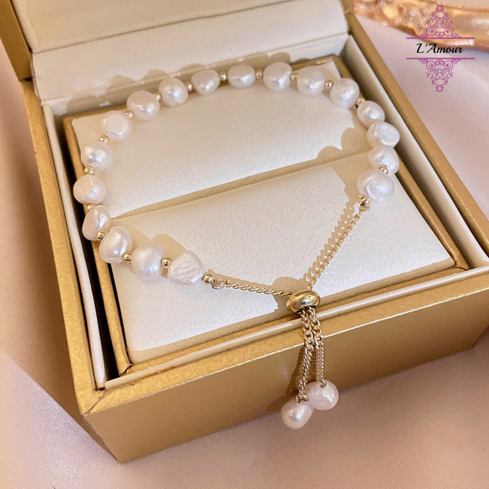 Baroque freshwater pearl bracelet Korean fashion ins temperament pearl bracelet [LA153]