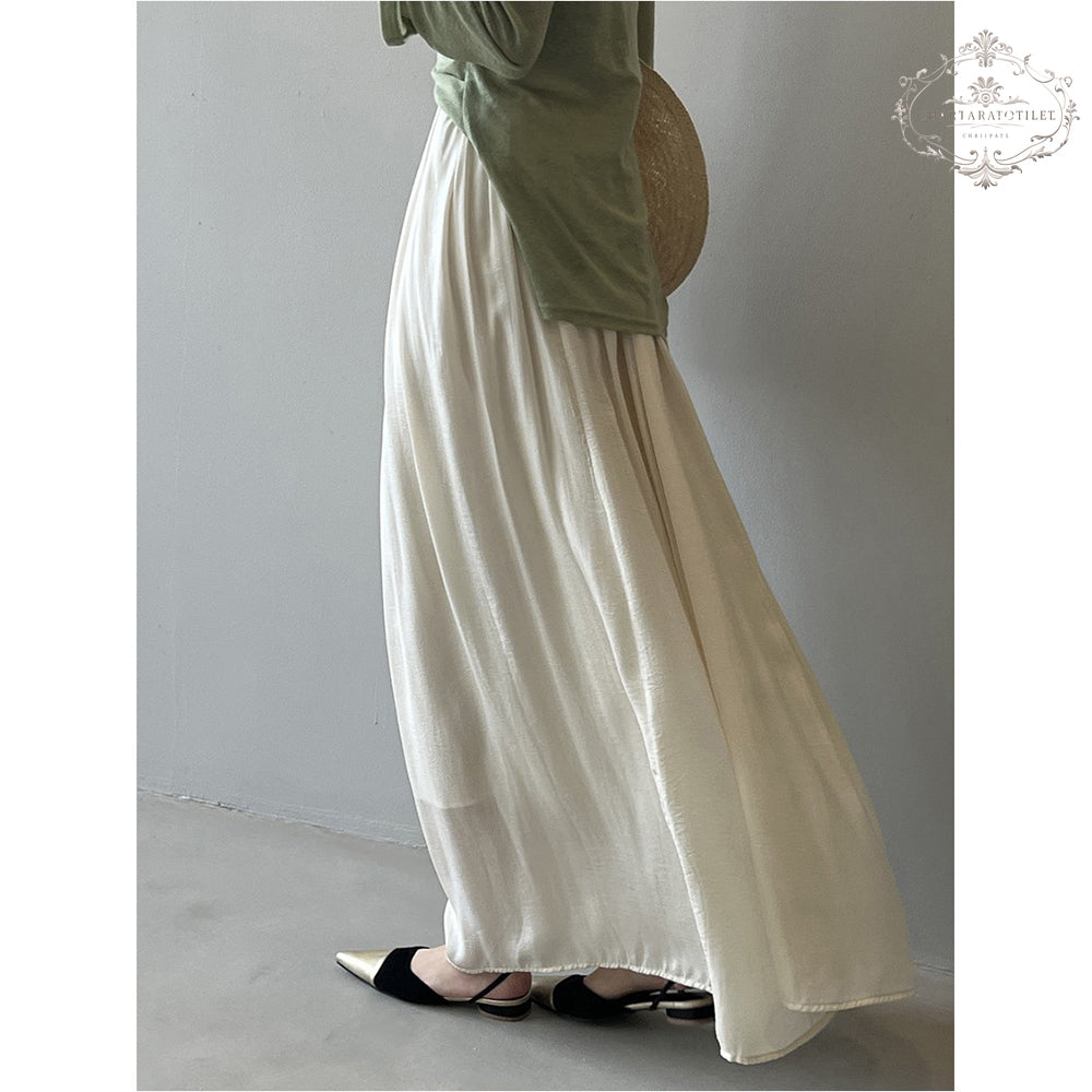 French airflow satin drape skirt high waist slim umbrella skirt [CHSK141]