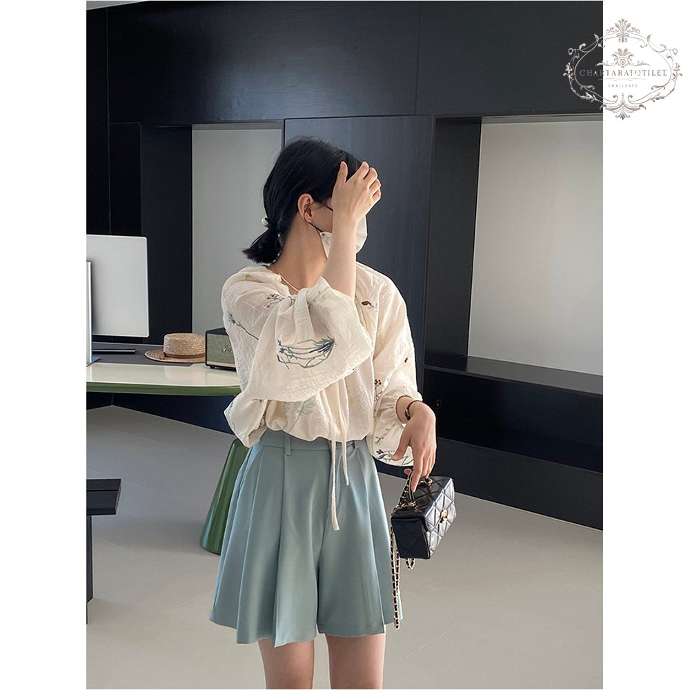 Korean style three-quarter shorts casual A-line pants skirt [CHOR11]