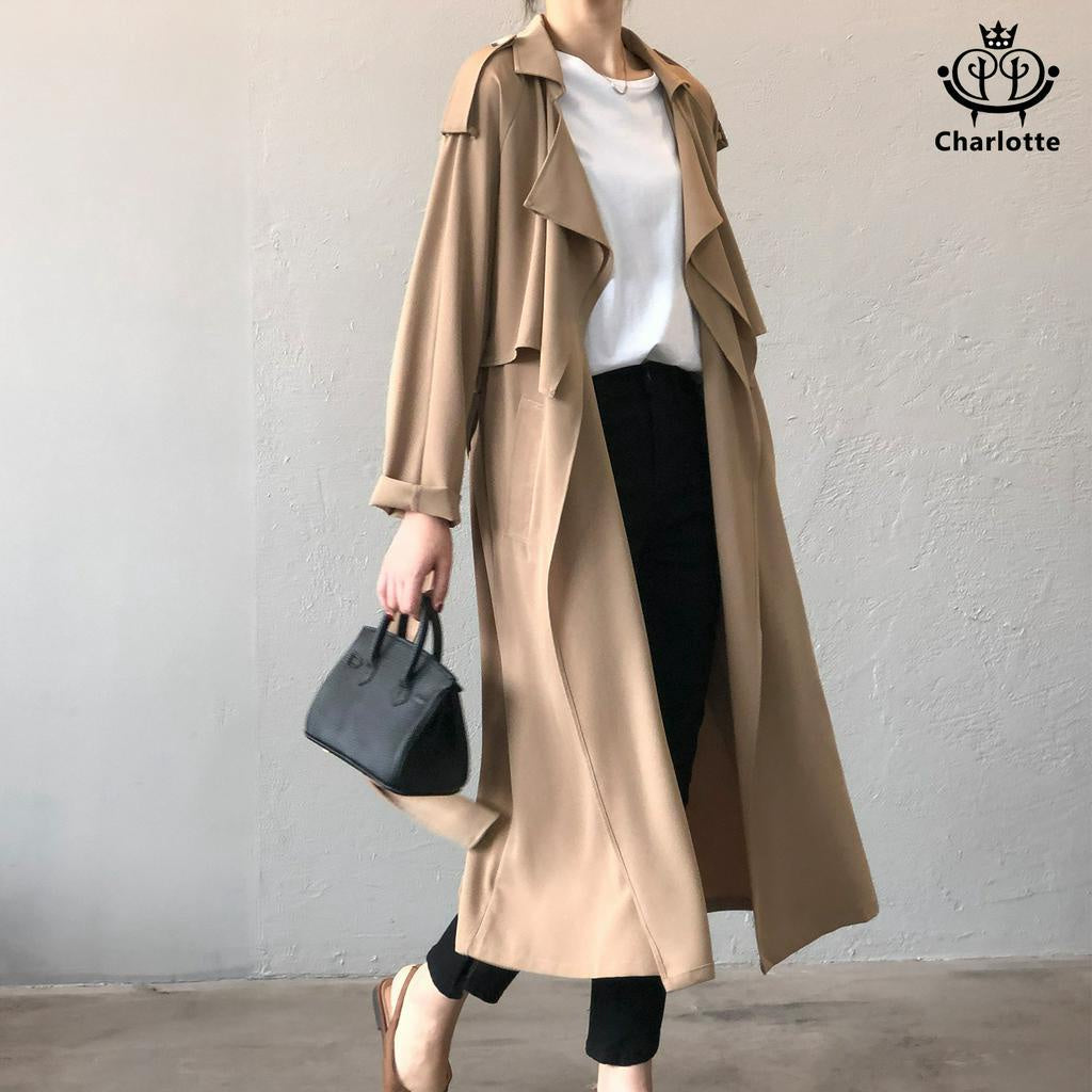 French long version trench coat, retro British style trench coat, women's trench coat [CHCO14]