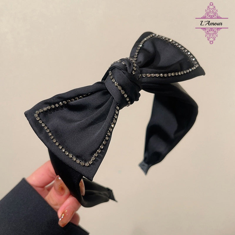 Simple retro bow headband wide-brimmed headband bow headband [PG122]