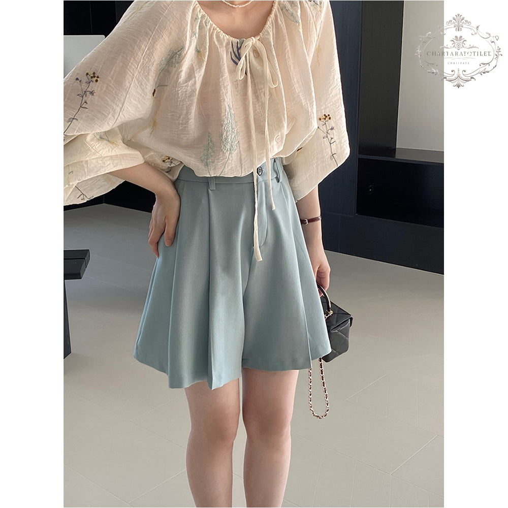 Korean style three-quarter shorts casual A-line pants skirt [CHOR11]