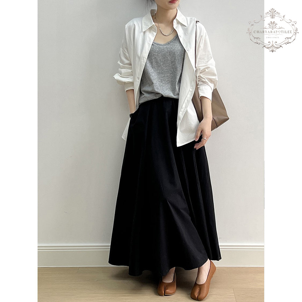 Yamamoto style girl umbrella skirt Japanese black umbrella skirt A-line skirt [CHSK134]