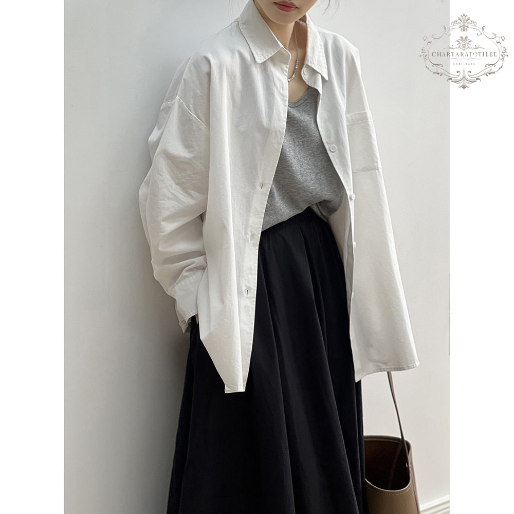 Yamamoto style girls wear pure cotton long-sleeved outer shirts, lazy style outer casual shirts [CHSH114]