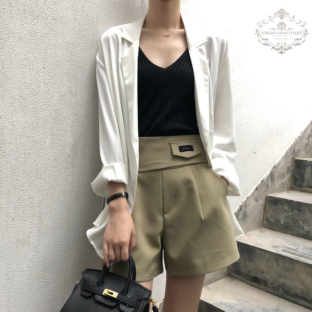 Korean version of online beauty thin small blazer spring and summer mid-length design sun protection small blazer suit collar loose casual jacket [CHCO83]