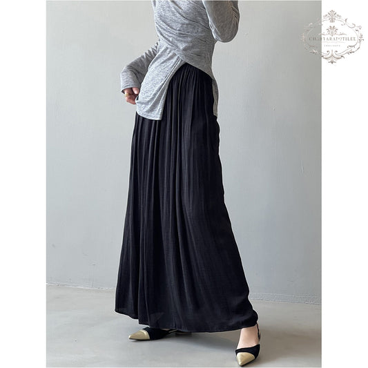 French airflow satin drape skirt high waist slim umbrella skirt [CHSK141]