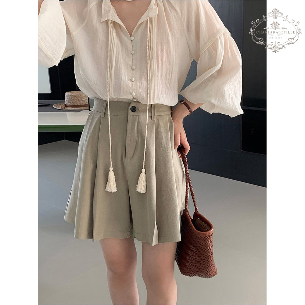 Korean style three-quarter shorts casual A-line pants skirt [CHOR11]