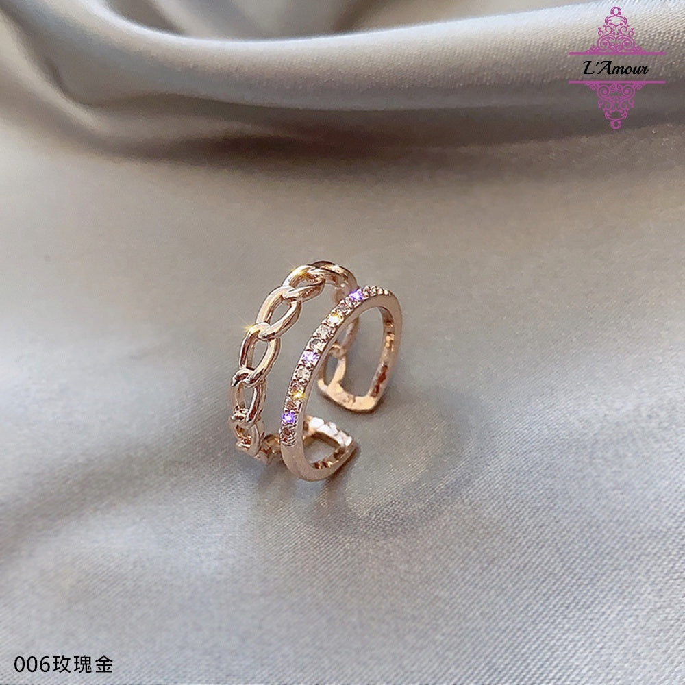 Pearl diamond ring Japanese and Korean trendy design simple diamond open ring [PG125]