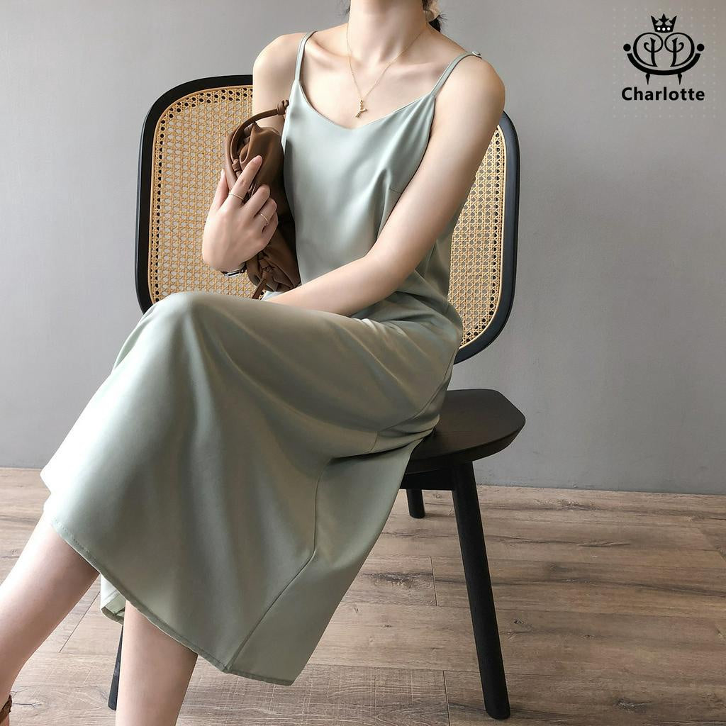 French style spaghetti strap cool dress spaghetti strap dress suspender A-line skirt [CHSK22]