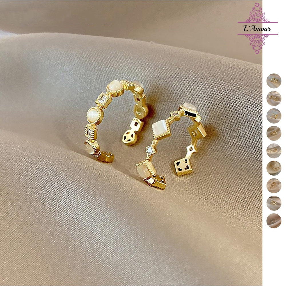 Ring Set Ins Internet Celebrity Cold Style Design Pearl Ring Fashion Geometric Ring [PG124]