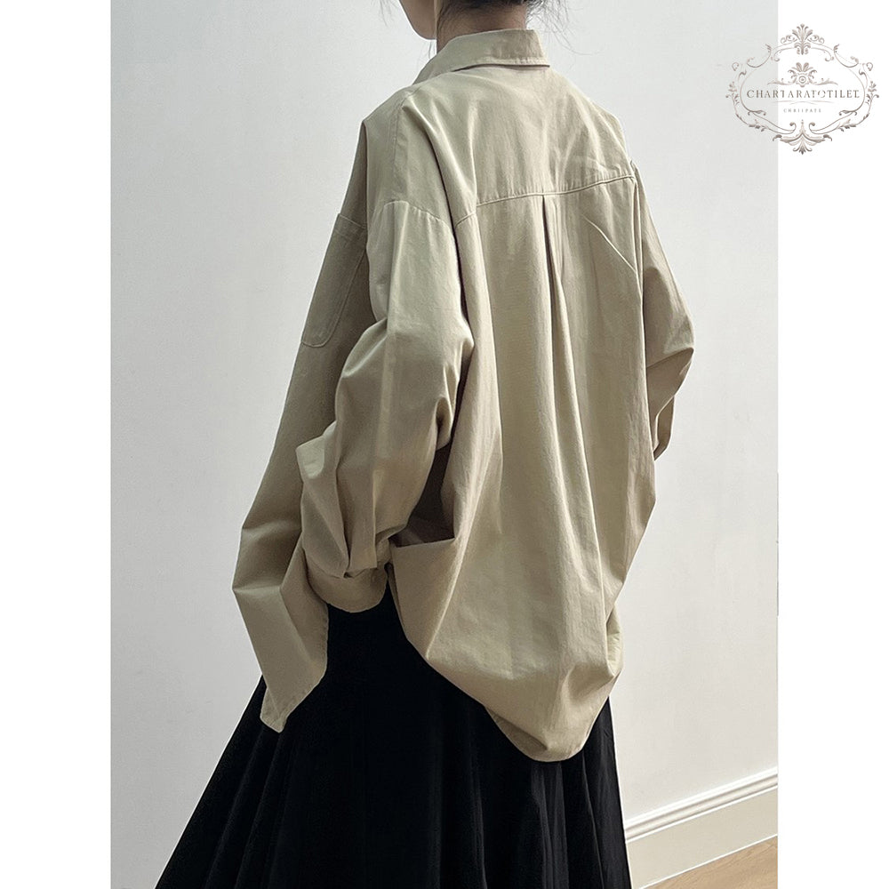 Yamamoto style girls wear pure cotton long-sleeved outer shirts, lazy style outer casual shirts [CHSH114]