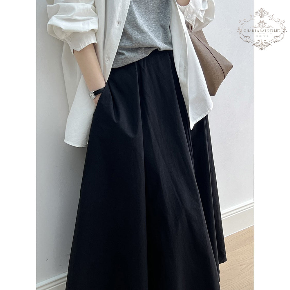 Yamamoto style girl umbrella skirt Japanese black umbrella skirt A-line skirt [CHSK134]