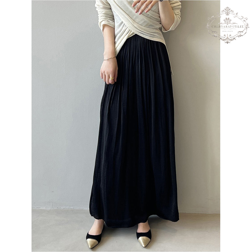 French airflow satin drape skirt high waist slim umbrella skirt [CHSK141]